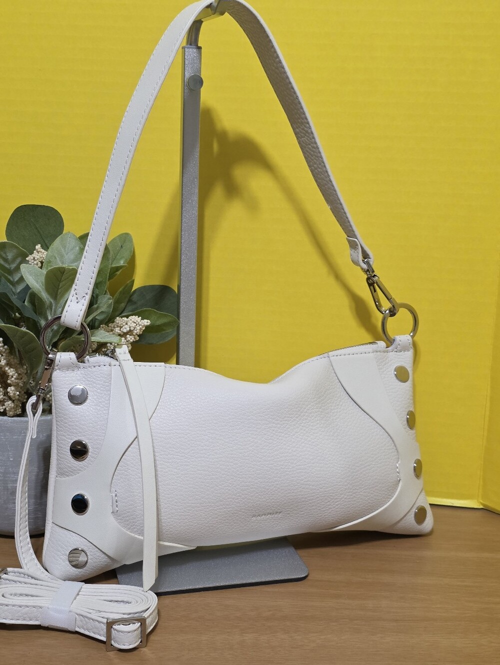 Hsmmitt Leather Kyle Shoulder Bag with Stud Accent